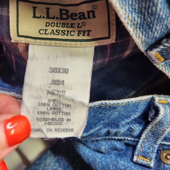 L.L. Bean Double L Classic Fit Flannel Lined Jeans Men's Size 38x30 Warm Denim - Picture 8 of 9